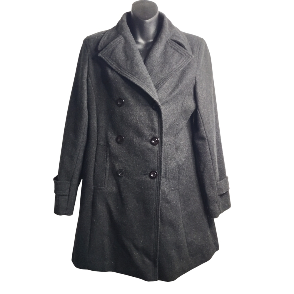 Stephanie Mathews Lana Pea Coat Womens Dark Gray Overcoat Size Medium